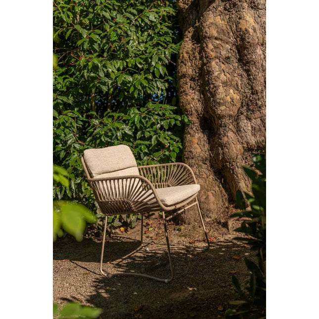 4 Seasons Outdoor Murcia dining latte (6 st.) + Taste 4SO Prado teak tafel latte onderstel Ø 160 cm