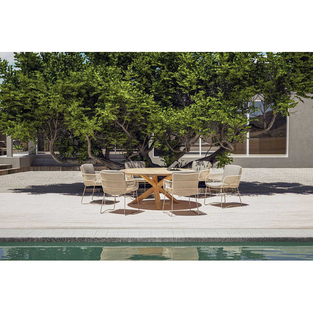 4 Seasons Outdoor Murcia dining latte + Taste 4SO Prado teak tafel ovaal 240 cm