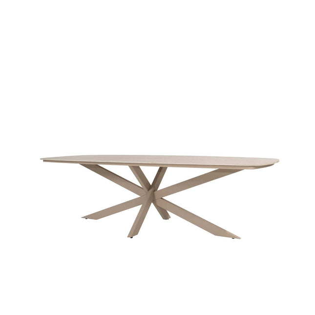 Taste 4SO Puglia low dining stoel + 4 Seasons Outdoor Nevada low dining tafel barrel 250 cm latte