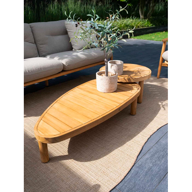 4 Seasons Outdoor Finn salontafel kiezel-vorm 125 x 63 cm. (H 25)