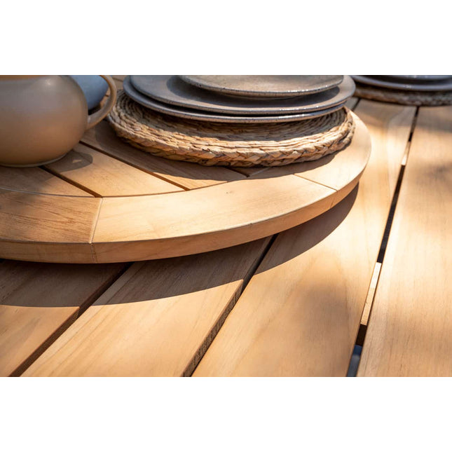4 Seasons Outdoor Aprilla dining antraciet + Taste 4SO Prado teak tafel 160 Ø cm + lazy susan