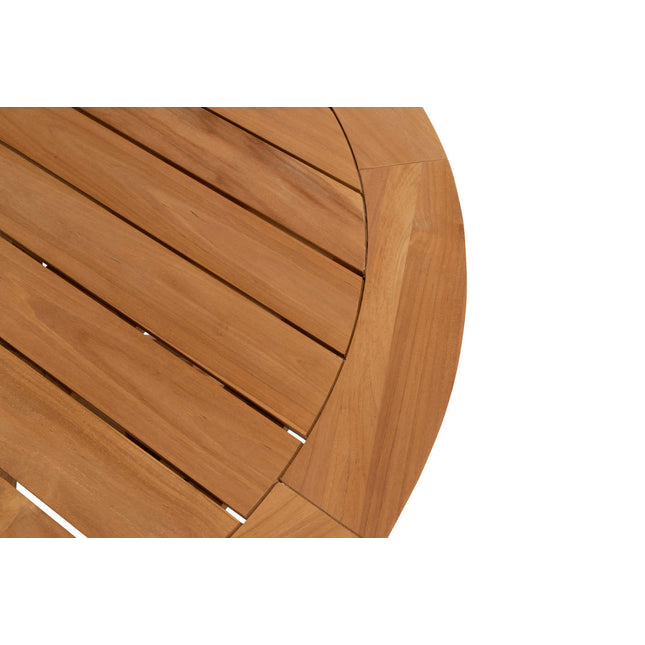 4 Seasons Outdoor Fabrice dining stoel latte + Taste 4SO Prado teak tafel 130 Ø cm teak onderstel