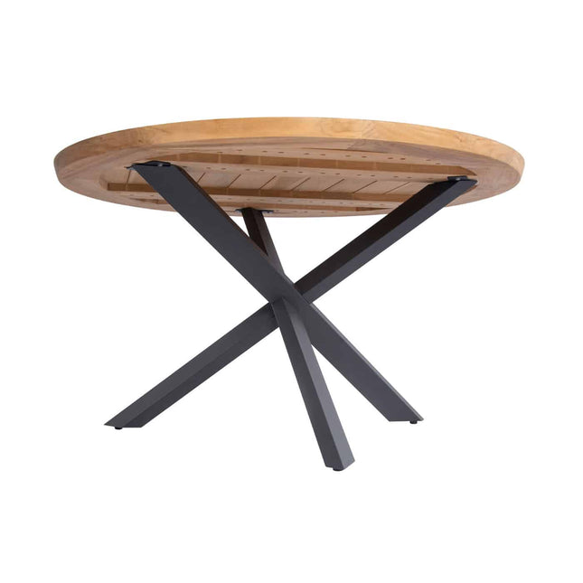 4 Seasons Outdoor Aprilla dining pure (4 st.) + Taste 4SO Prado teak tafel Ø 130 cm