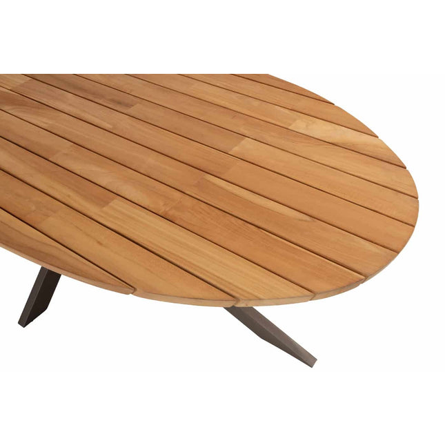 4 Seasons Outdoor Moretti high back dining stoel + Taste 4SO Prado teak tafel ovaal 240 cm terre onderstel