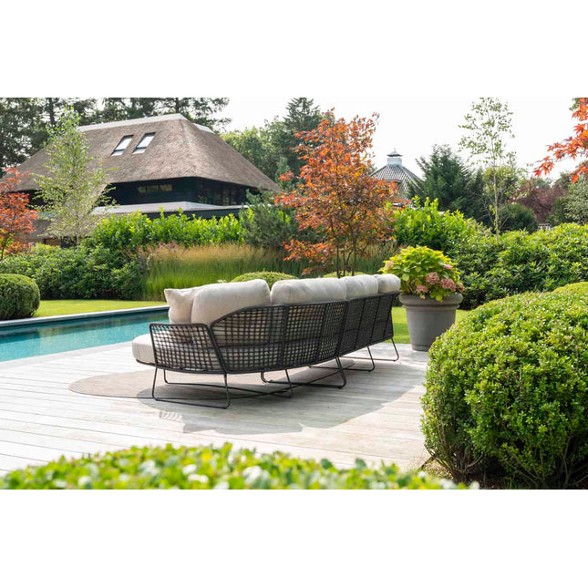 Taste 4SO Rhodos chaise lounge bank + 4 Seasons Outdoor Verdi salontafel teak 73 Ø cm