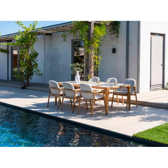 4 Seasons Outdoor Samos dining stoel + Taste 4SO Prado teak tafel 130 Ø cm