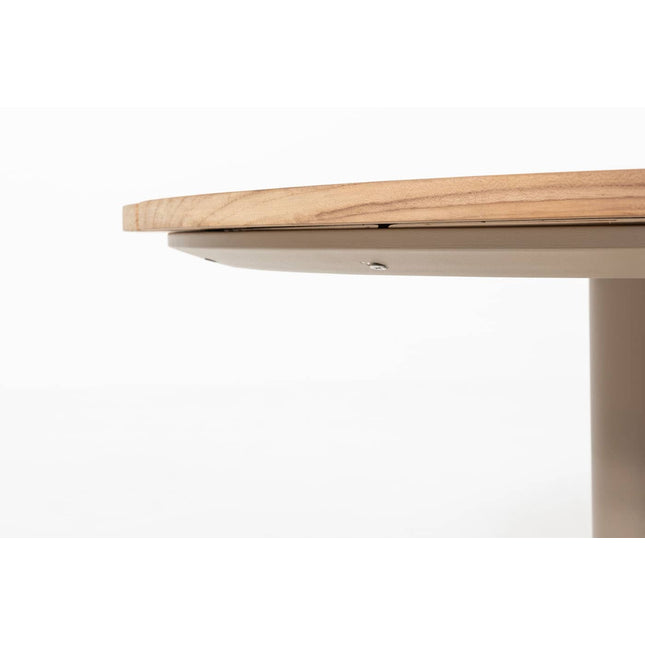 Taste 4SO Sara set van 2 salontafels centrale poot latte, 65 en 80 cm Ø  printed keramiek / teak top