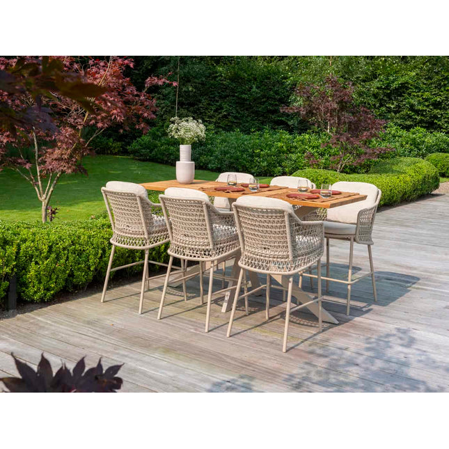 4 Seasons Outdoor Tramonti barstoel + Taste 4SO Prado bartafel teak 200 cm latte