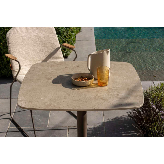 4 Seasons Outdoor Vermont eettafel met keramisch tafelblad, terre 75 x 75 cm.