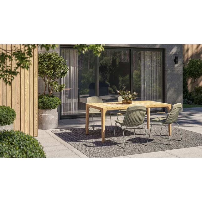 4 Seasons Outdoor Veneto dining olive + Taste 4SO Liam teak tafel 180 cm
