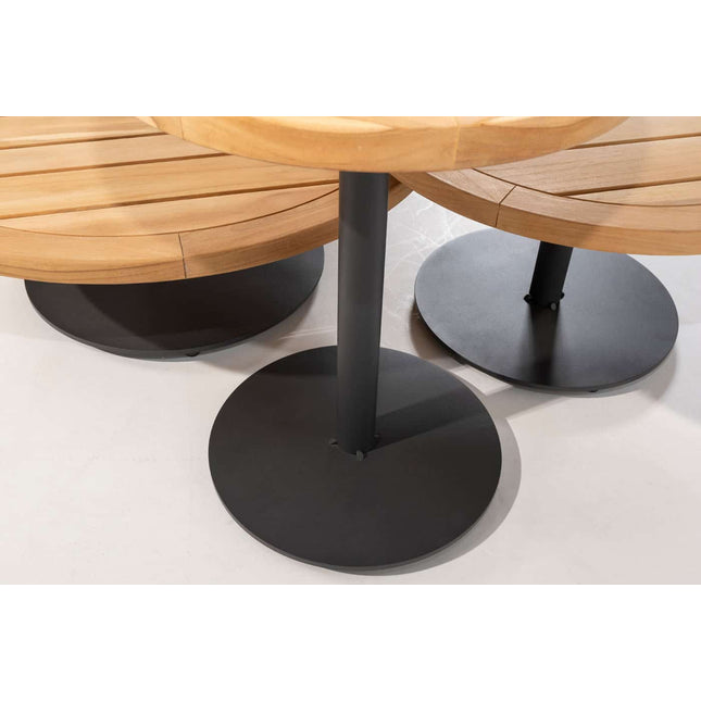 4 Seasons Outdoor Volta teak bijzettafel centrale poot antraciet 45 cm. Ø (H 55)
