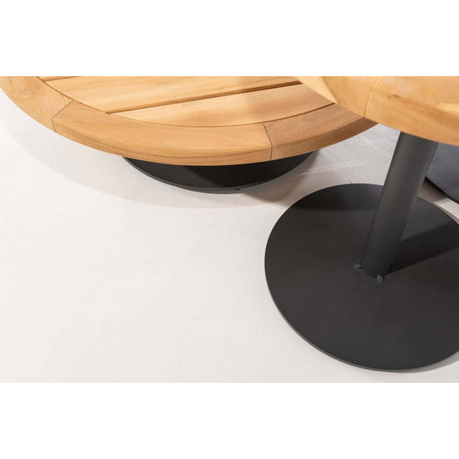 4 Seasons Outdoor Volta teak bijzettafel centrale poot antraciet 45 cm. Ø (H 55)
