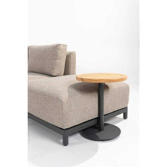 4 Seasons Outdoor Volta teak bijzettafel centrale poot antraciet 45 cm. Ø (H 55)