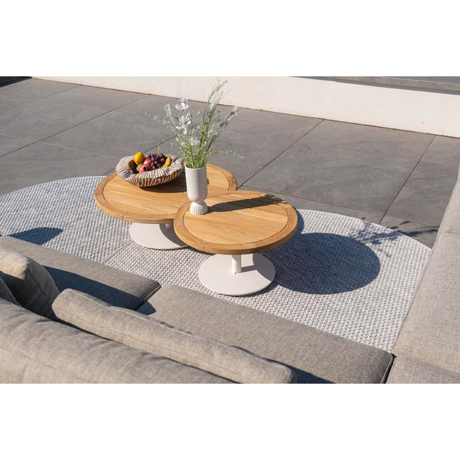 4 Seasons Outdoor Volta teak bijzettafel centrale poot wit 45 cm. Ø (H 55)