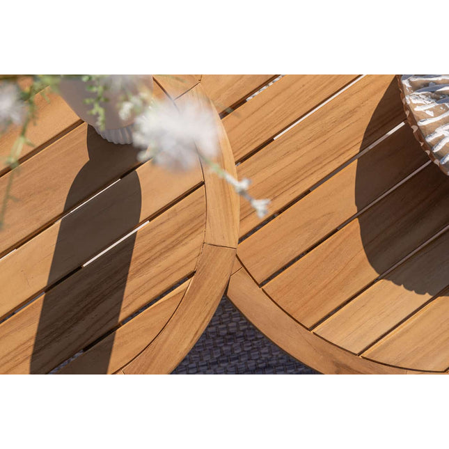 4 Seasons Outdoor Volta teak salontafel centrale poot latte 80 cm. Ø (H 30)