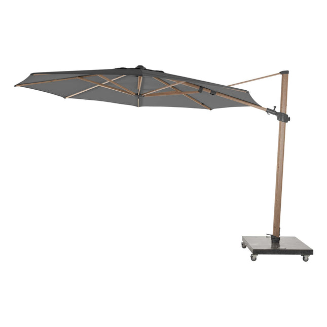 4 Seasons Outdoor Siesta Premium 350 cm. Ø antraciet met houtlook frame