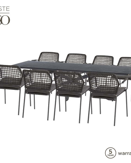 Taste 4SO Barista dining antraciet + Minerva tafel HPL blad donkergrijs 280 x 95 cm