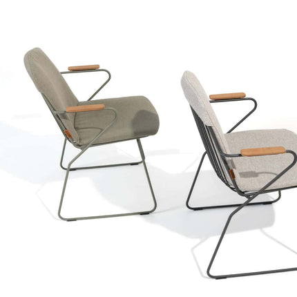 4 Seasons Outdoor Veneto dining olive + Taste 4SO Liam teak tafel 180 cm