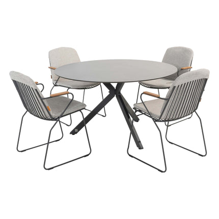 4 Seasons Outdoor Veneto dining antraciet + Locarno tafel HPL slate antraciet 130 Ø cm