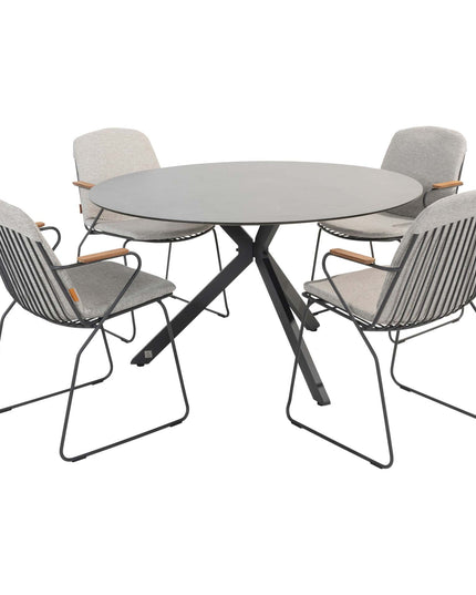 4 Seasons Outdoor Veneto dining antraciet + Locarno tafel HPL slate antraciet 130 Ø cm