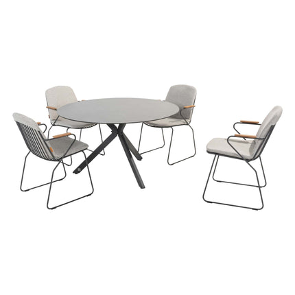 4 Seasons Outdoor Veneto dining antraciet + Locarno tafel HPL slate antraciet 130 Ø cm