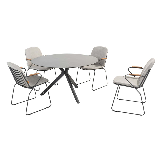 4 Seasons Outdoor Veneto dining antraciet + Locarno tafel HPL slate antraciet 130 Ø cm
