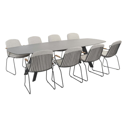 4 Seasons Outdoor Veneto dining antraciet + Montana tafel HPL slate antraciet 280 cm