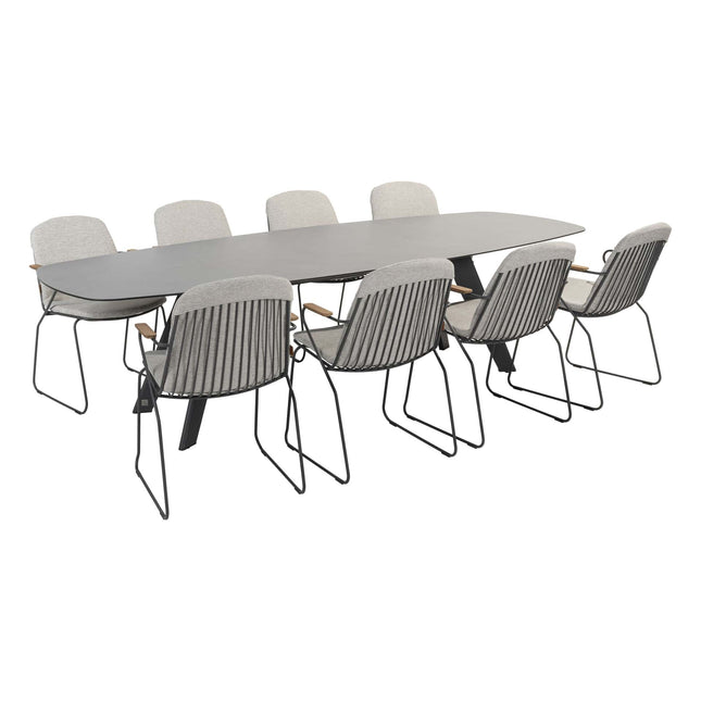 4 Seasons Outdoor Veneto dining antraciet + Montana tafel HPL slate antraciet 280 cm