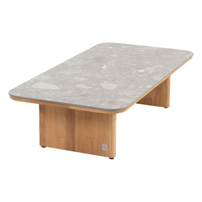 4 Seasons Outdoor Lucas salontafel teak 120 x 60 x 30 cm. Met keramiek terrazzo tafelblad