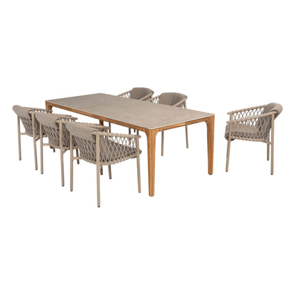 4 Seasons Outdoor Allora dining stoel latte + Taste 4SO Liam tafel met keramisch blad 240 cm