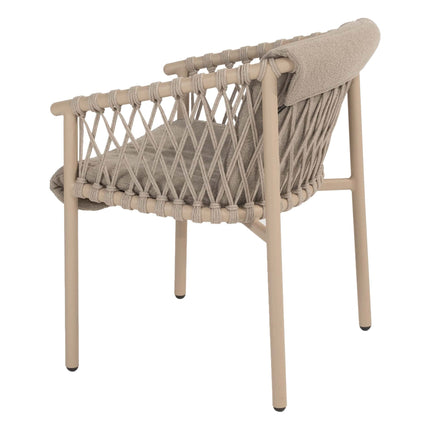 4 Seasons Outdoor Allora dining stoel latte + Taste 4SO Prado tafel met keramisch tafelblad barrel latte 240 cm