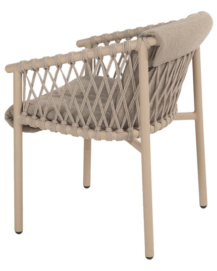 4 Seasons Outdoor Allora dining stoel latte + Taste 4SO Prado tafel met keramisch tafelblad barrel latte 240 cm