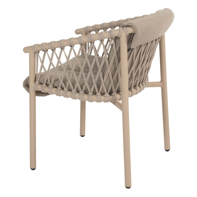 4 Seasons Outdoor Allora dining stoel latte + Taste 4SO Prado tafel met keramisch tafelblad barrel latte 240 cm