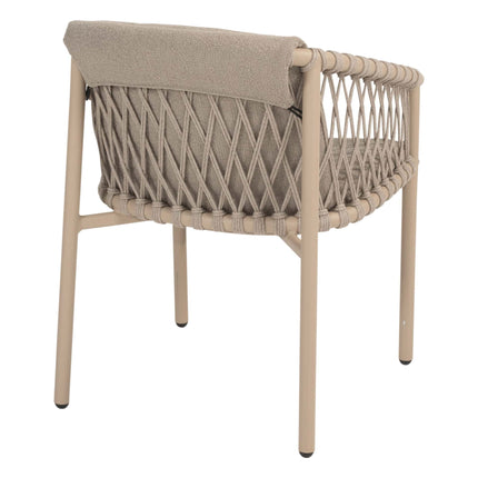 4 Seasons Outdoor Allora dining stoel latte + Taste 4SO Capri tafel barrel-vorm teak 240 cm