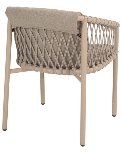 4 Seasons Outdoor Allora dining stoel latte + Taste 4SO Corsica tafel teak 160 Ø cm