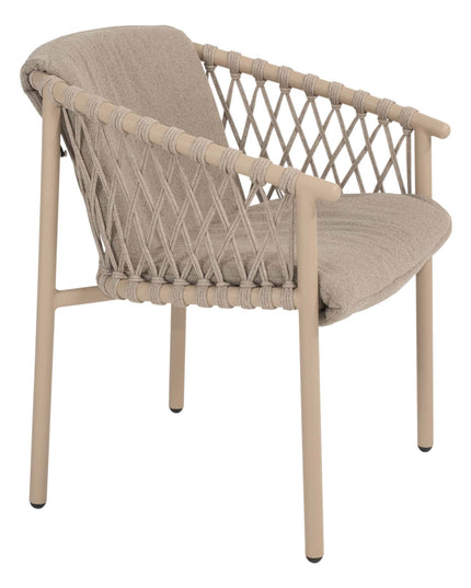 4 Seasons Outdoor Allora dining stoel latte + Taste 4SO Prado tafel met keramisch tafelblad barrel latte 240 cm