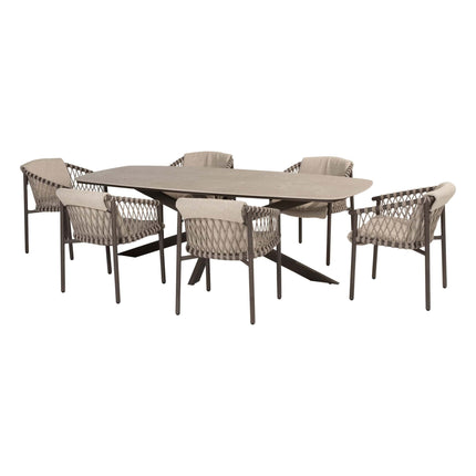 4 Seasons Outdoor Allora dining stoel terre + Taste 4SO Prado tafel met keramisch tafelblad barrel terre 240 cm