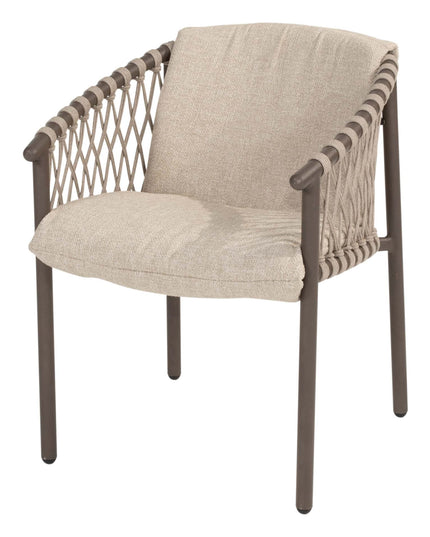 4 Seasons Outdoor Allora dining stoel terre + Vermont eettafel met keramisch tafelblad terre 75 x 75 cm