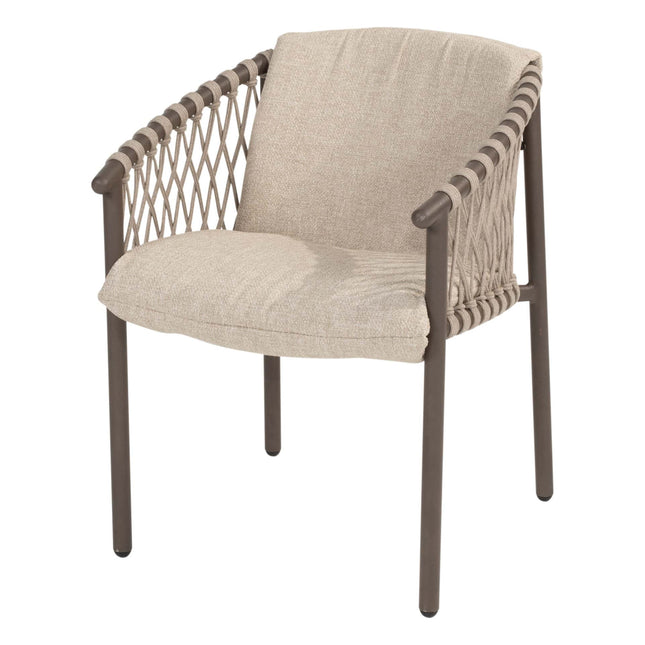 4 Seasons Outdoor Allora dining stoel terre + Vermont eettafel met keramisch tafelblad terre 75 x 75 cm