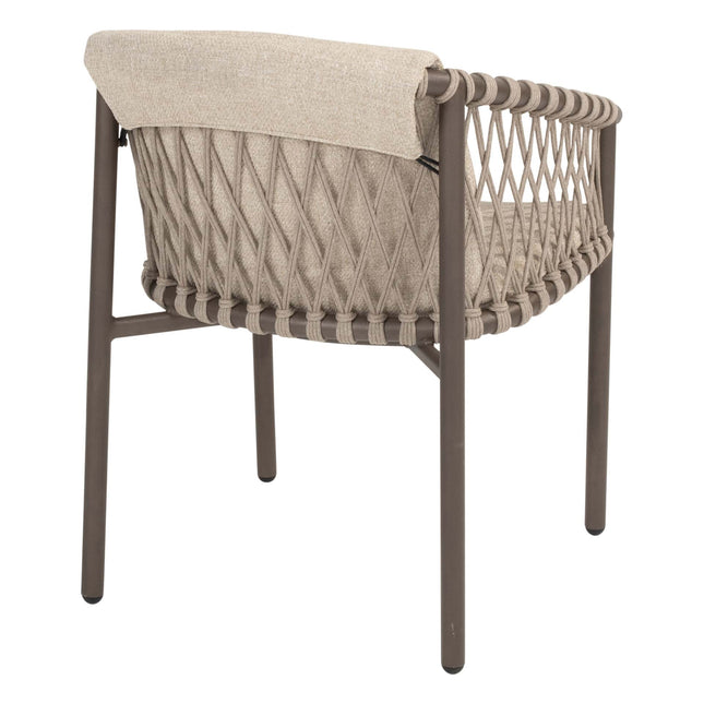 4 Seasons Outdoor Allora dining stoel terre + Taste 4SO Capri tafel barrel-vorm teak 240 cm