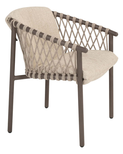4 Seasons Outdoor Allora dining stoel terre + Vermont eettafel met keramisch tafelblad terre 75 x 75 cm