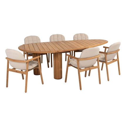 4 Seasons Outdoor Samos dining stoel + Taste 4SO Corsica tafel kiezel-vorm teak 240 cm