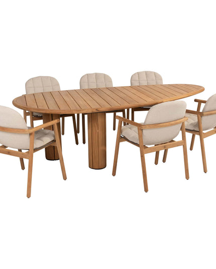 4 Seasons Outdoor Samos dining stoel + Taste 4SO Corsica tafel kiezel-vorm teak 240 cm