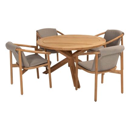 4 Seasons Outdoor Tess dining + Taste 4SO Prado teak tafel 130 Ø cm teak onderstel