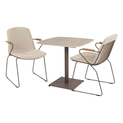 4 Seasons Outdoor Veneto dining terre + Vermont eettafel met keramisch tafelblad terre 75 x 75 cm - Image 1