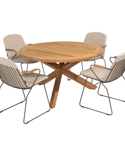 4 Seasons Outdoor Veneto dining terre + Taste 4SO Prado teak tafel 130 Ø cm