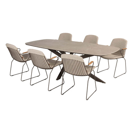 4 Seasons Outdoor Veneto dining terre + Taste 4SO Prado tafel met keramisch tafelblad barrel terre 240 cm