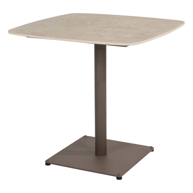 4 Seasons Outdoor Allora dining stoel terre + Vermont eettafel met keramisch tafelblad terre 75 x 75 cm