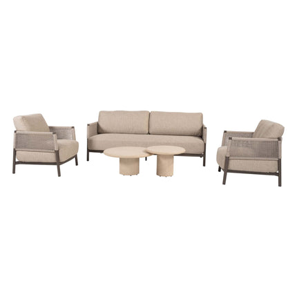 4 Seasons Outdoor Savanne loungeset: 3-zitsbank + loungestoelen + Hampton salontafels - Image 3