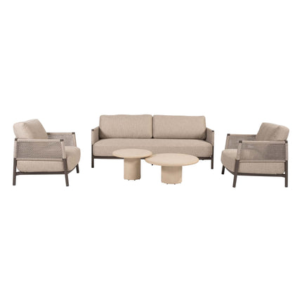 4 Seasons Outdoor Savanne loungeset: 3-zitsbank + loungestoelen + Hampton salontafels - Image 1